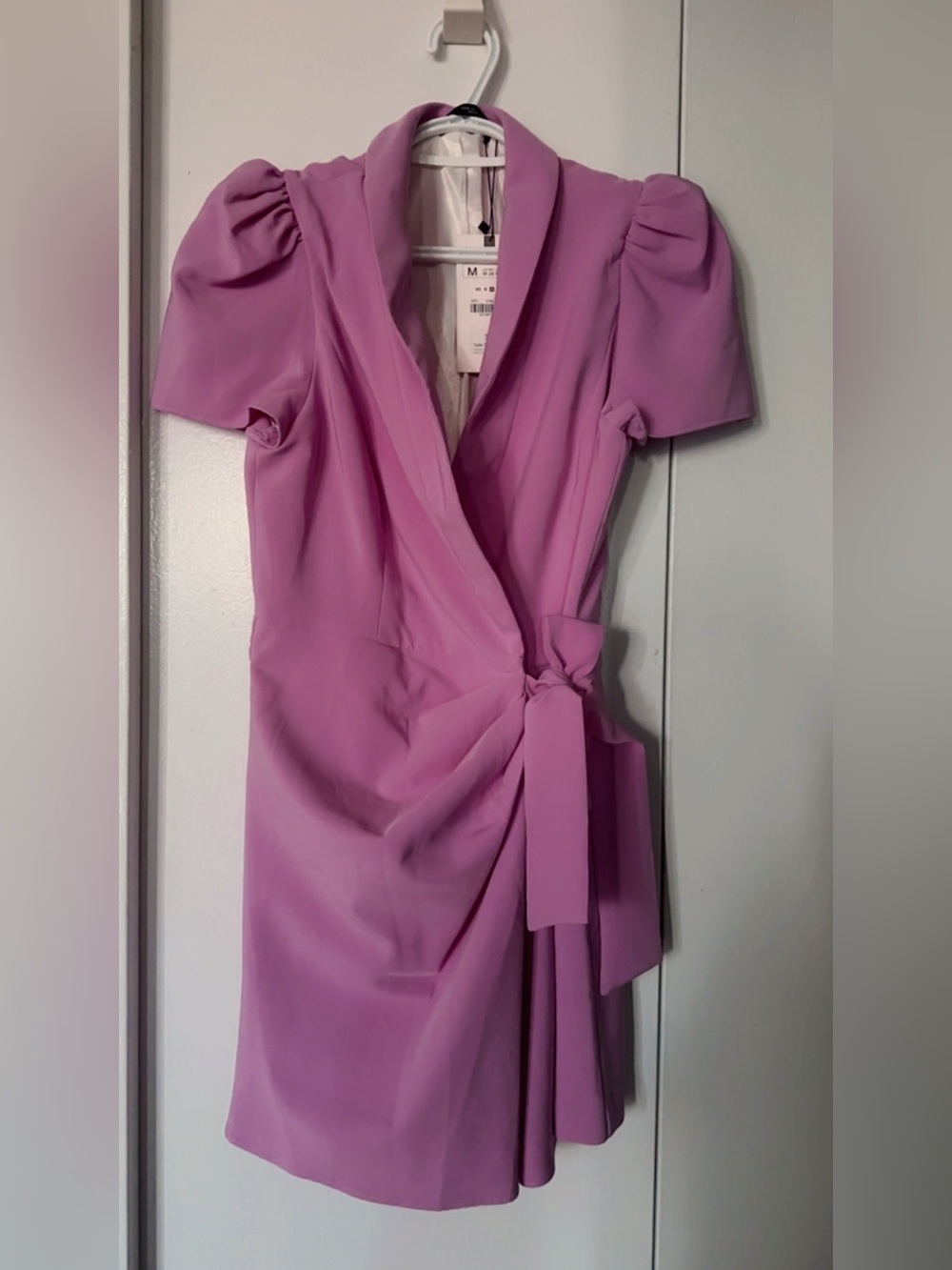 Zara Lilac Puff Sleeve Wrap Mini Romper Dress